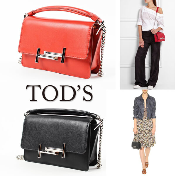 2017-17FW TODS トッズ バッグスーパーコピー ダブルTクランプ レザー ハンドバッグ RED XBWAMUJ0100XAL B002