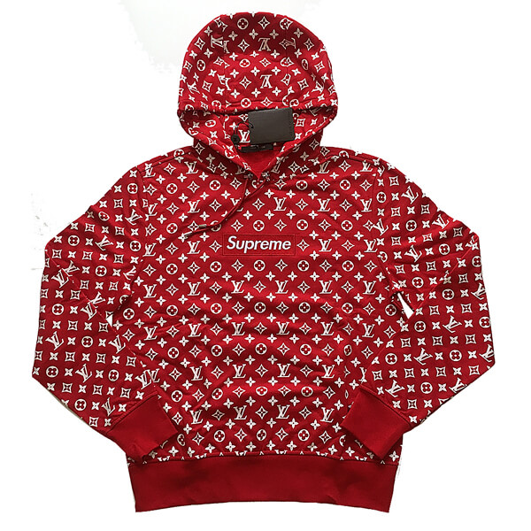 限定★大人気 シュプリーム×ルイヴィトンスーパーコピー Box Logo Hooded Sweatshirtボックスロゴ パーカー スウェット  モノグラム 赤