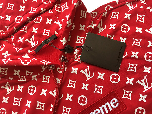 限定★大人気 シュプリーム×ルイヴィトンスーパーコピー Box Logo Hooded Sweatshirtボックスロゴ パーカー スウェット  モノグラム 赤