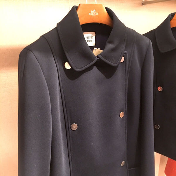 エルメス服コピー 2017 Manteau"DOUBLE BOUTONNAGE"LAINE STRECH/BLEU NOIR