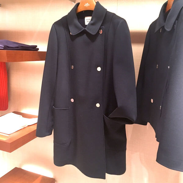 エルメス服コピー 2017 Manteau"DOUBLE BOUTONNAGE"LAINE STRECH/BLEU NOIR