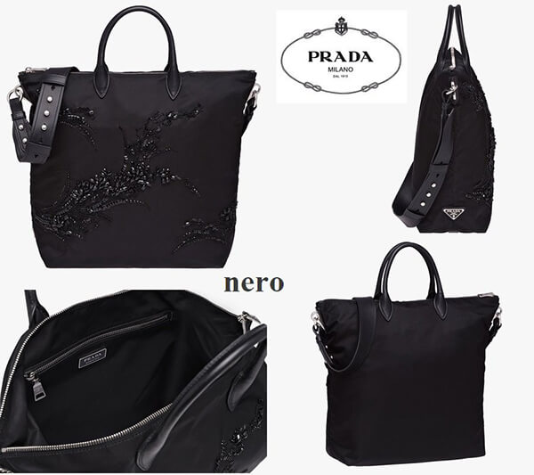 【新作♪】PRADA*プラダスーパーコピー スパンコール刺繍ナイロントートバッグ☆1BG062