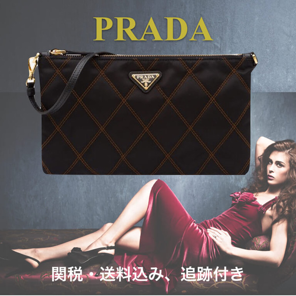 【新作！PRADA】赤のダイヤステッチ クラッチ/ミニバッグ 2WAY