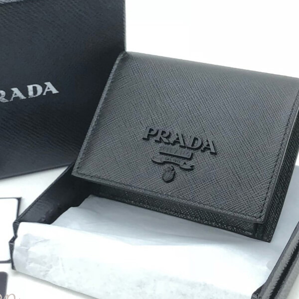 PRADA SHINE サフィアーノ 二つ折財布 NERO PRADA 折りたたみ財布 1MV204 2EBW F0002