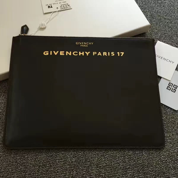 17/18AW GIVENCHY ジバンシィスーパーコピー PARIS 17 レザー ロゴクラッチバッグ