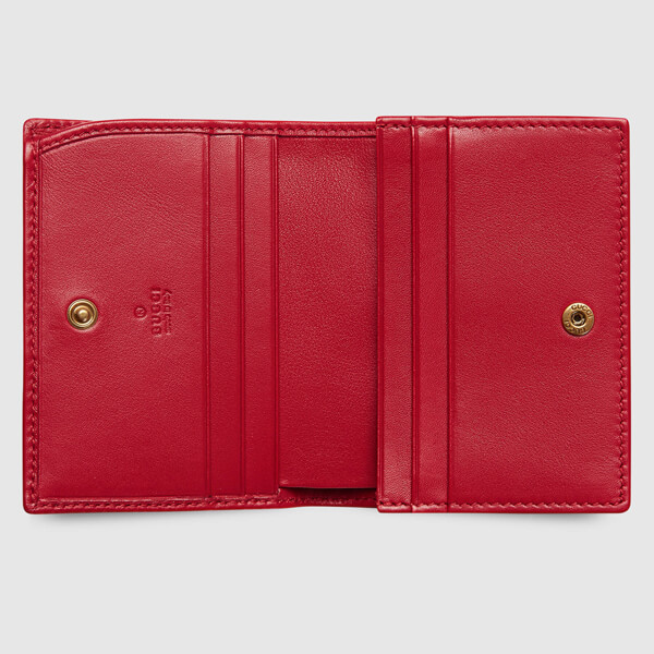 2017新作*グッチ スーパーコピー* GGマーモント カードケース 折り畳み財布☆443125 DRW1T 6433　pelle rosso scuro