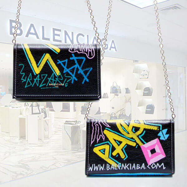 バレンシアガ ショルダーバッグ ポシェット 497938 0FE0N 1060 Graffiti Bazar clutch