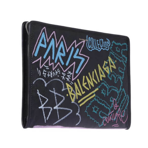 バレンシアガ クラッチバッグ Bazar Graffiti Clutch in Arena Leather