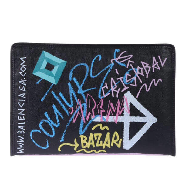 バレンシアガ クラッチバッグ Bazar Graffiti Clutch in Arena Leather