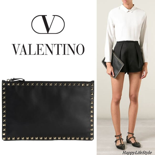 2018新作 ★"Rockstud" Leather クラッチ★Valentino ヴァレンティノスーパーコピー★