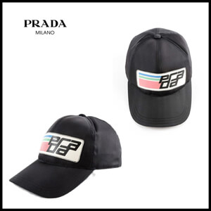 PRADA プラダスーパーコピー☆ブラック ロゴ キャップ SAFFIANO LOGO NYLON BASEBALL CAP_BLACK_68I-GFG017