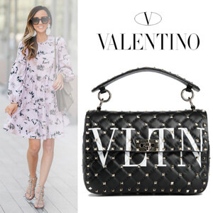 【世界中で大人気】VALENTINO VLTN ロックスタッズ トップハンドルバッグ