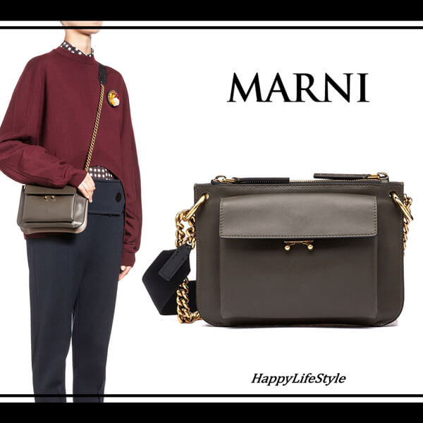 2018SS 都会感☆MARNI マルニ バッグコピー マット レザー チェーン バッグ☆MARNI