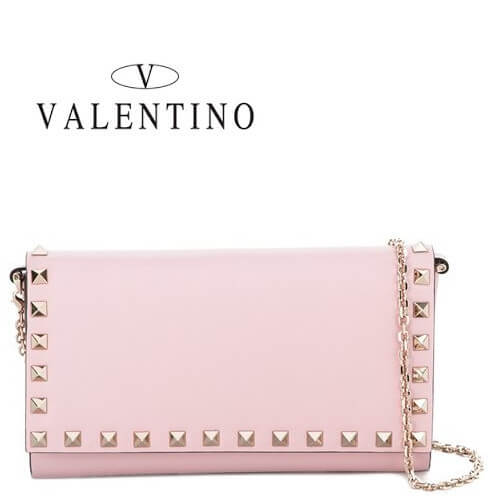 2018-19AW VALENTINO ヴァレンティノスーパーコピー 長財布 チェーン付き ピンク