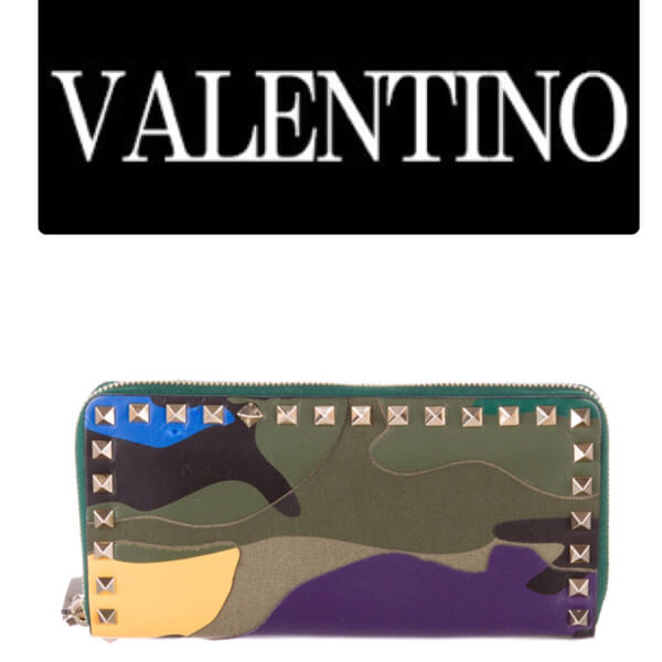 2018新作 ヴァレンティノスーパーコピー 【VALENTINO】VALENTINO ROCKSTUD CAMOFLAUGE WALLET 財布