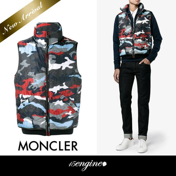 新作◆GAMME BLEU カモフラージュプリントダウンベスト◆MONCLER