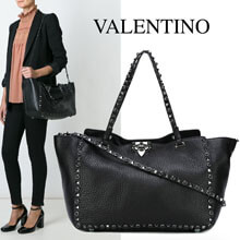 ヴァレンティノVALENTINO トートバッグ ロックスタッズローリング ノワール ミディアムトート PW2B0970WSL0NO