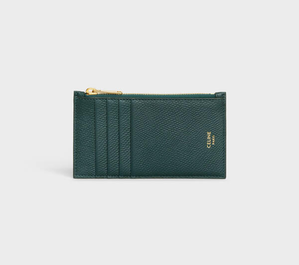 【セリーヌ】セリーヌ ZIPPED COMPACT CARD HOLDER IN GRAINED CALFSKIN