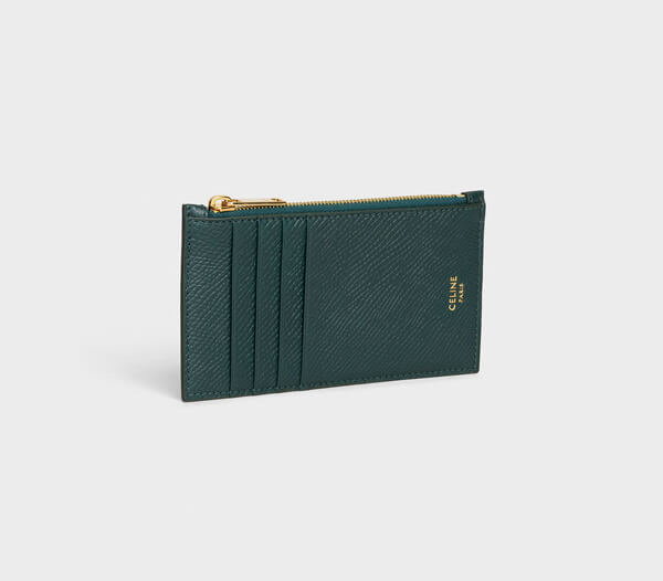 【セリーヌ】セリーヌ ZIPPED COMPACT CARD HOLDER IN GRAINED CALFSKIN