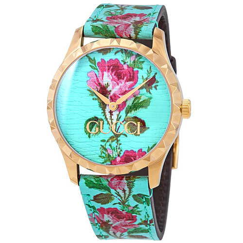 グッチ G-Timeless Aqua Floral Watch YA1264085