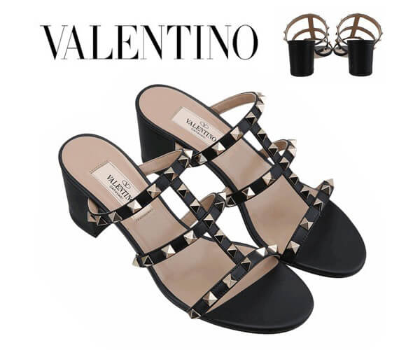 VALENTINOヴァレンティノ Rock Stud Mule Sandals Black PW2S0C47