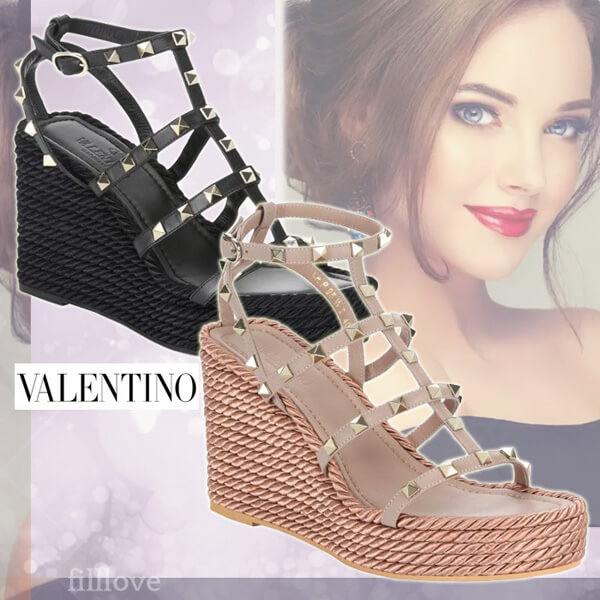 【人気商品】Valentinoヴァレンティノ▼綺麗で歩きやすい 優雅な ウェッジ サンダル 2色