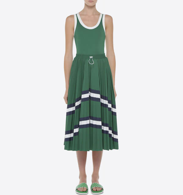 ヴァレンティノVALENTINO スカート ジャングル PB3MD00B3U4 157 LYCRA PLEATED SKIRT WITH STRIPE PANEL