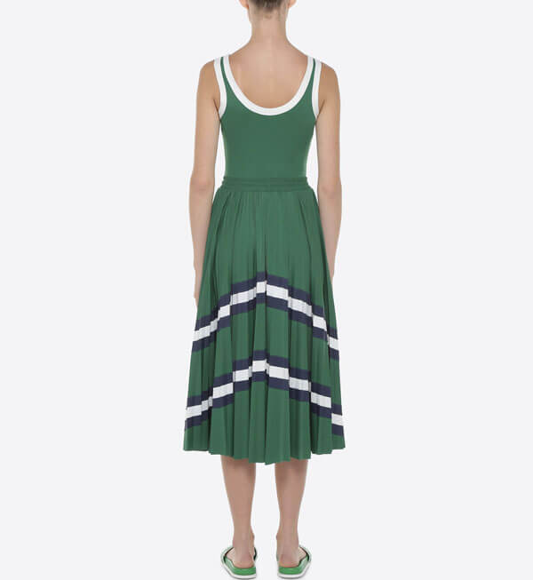 ヴァレンティノVALENTINO スカート ジャングル PB3MD00B3U4 157 LYCRA PLEATED SKIRT WITH STRIPE PANEL