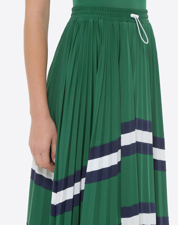 ヴァレンティノVALENTINO スカート ジャングル PB3MD00B3U4 157 LYCRA PLEATED SKIRT WITH STRIPE PANEL