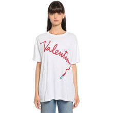 ヴァレンティノVALENTINO バレンチノ LIPSTICK プリントコットンジャージーTシャツ