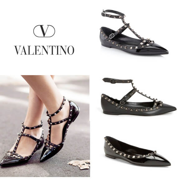 2019新作 Valentino ヴァレンティノスーパーコピー ロックスタッズ バレリーナ フラット