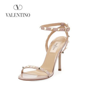 2019新作 【Valentino ヴァレンティノスーパーコピー】Rockstud Leather Ankle-Wrap Sandal