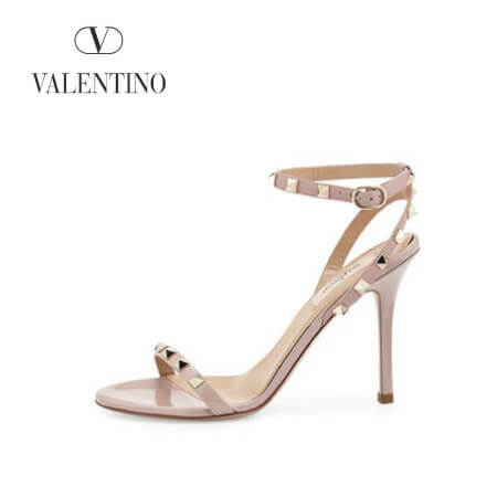 2019新作 【Valentino ヴァレンティノスーパーコピー】Rockstud Leather Ankle-Wrap Sandal