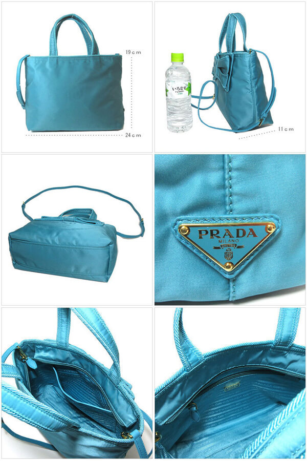 国内即日発送 PRADAプラダ 1BA084 ビッグリボン 2WAYバッグ TURCHESE