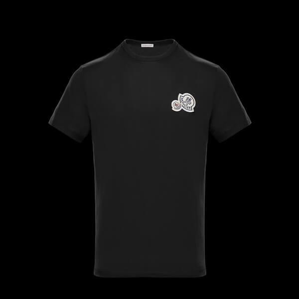 モンクレールスーパーコピー MONCLER★ダブル ロゴ パッチ Tシャツ Black