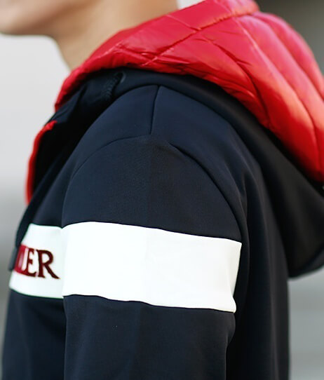 MONCLER 2019 異素材MIXダブルフードジップアップパーカー