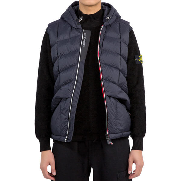 MONCLER】18AW GRENOBLE ROSSINEREフードダウンベストNAVY