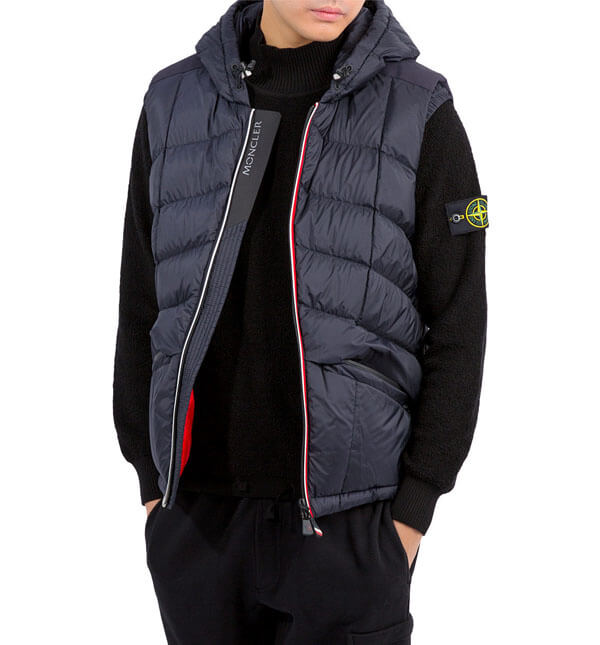 MONCLER】18AW GRENOBLE ROSSINEREフードダウンベストNAVY