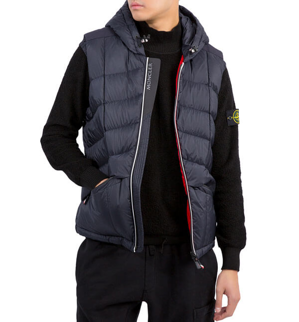 MONCLER】18AW GRENOBLE ROSSINEREフードダウンベストNAVY