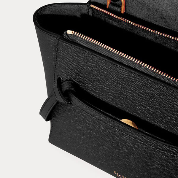 セリーヌ ベルトバッグ ピコ スーパーコピー 2021SS新作 Nano Belt bag / grained calfskin(Black)189003ZVA.38NO