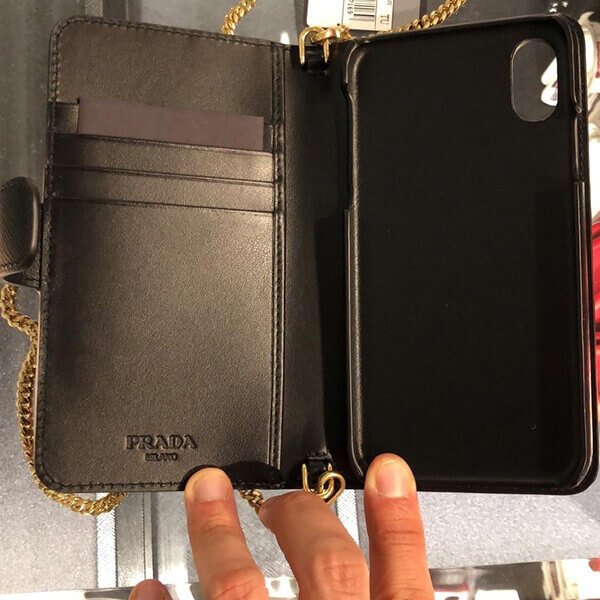 PRADA チェーン付 手帳型 iPhone X/XS ケース 1ZH078_QWA