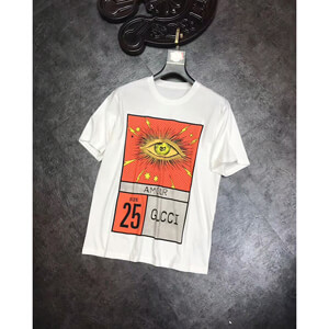 グッチスーパーコピー グッチ ハイセンス Amour Eye プリント コットン Tシャツ