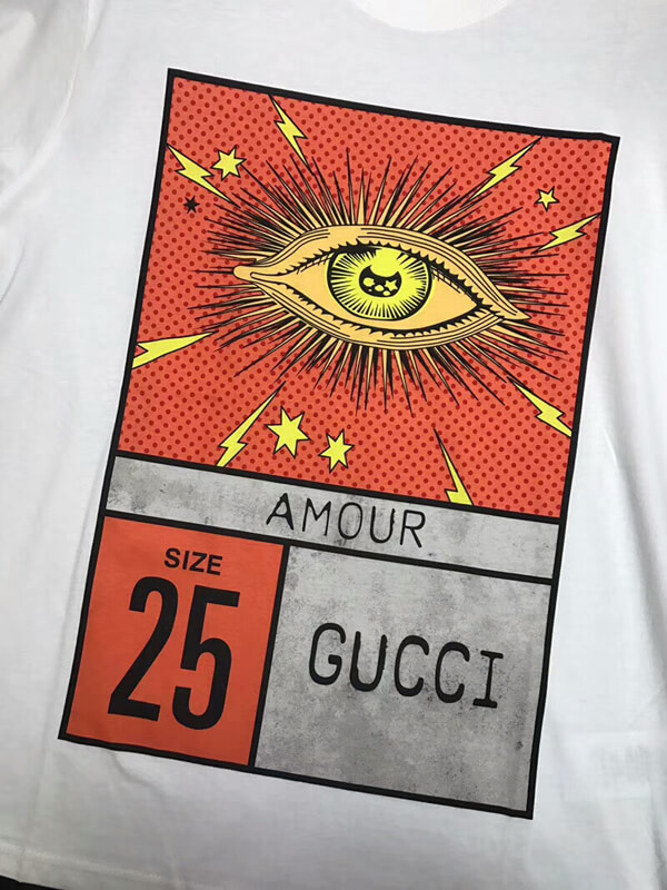 グッチスーパーコピー グッチ ハイセンス Amour Eye プリント コットン Tシャツ