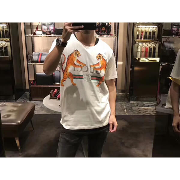 【2020新作】グッチスーパーコピー グッチ TIGER White Tシャツ