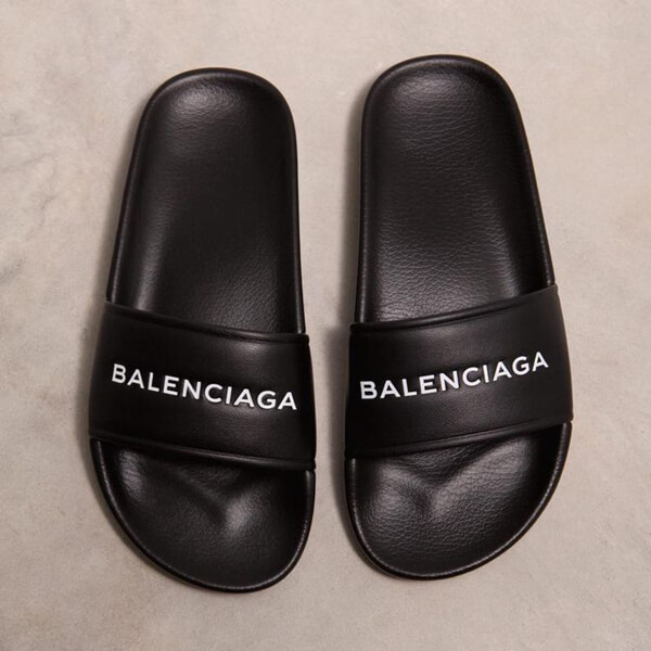 定番人気新作 バレンシアガスーパーコピー バレンシアガ Leather Logo Slides 500573 WAL00 1006