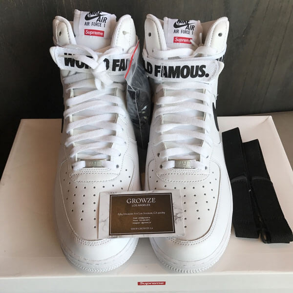 【ナイキ】シュプリーム x ナイキ スニーカー スーパーコピー 激レア シュプリーム Air Force 1 High "World Famous White"698696 100