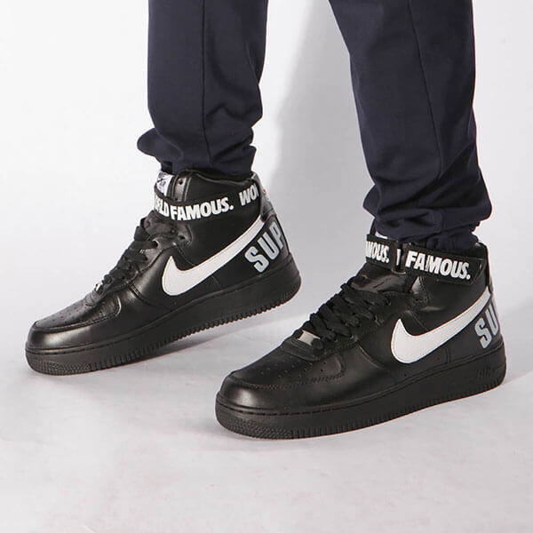 シュプリーム x ナイキ スニーカー スーパーコピー  Air Force 1 High "World Famous Black" 698696-010