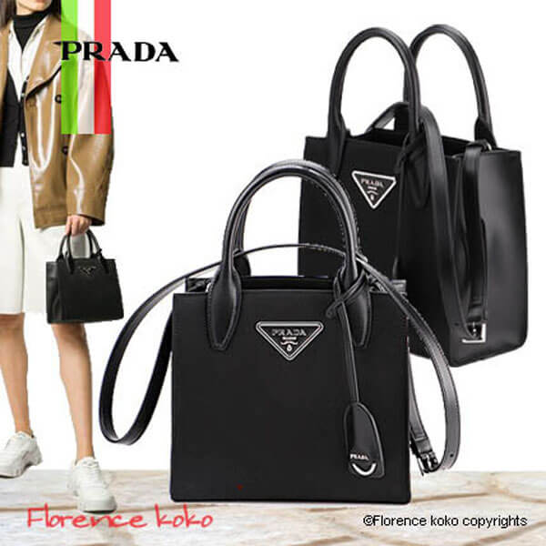 PRADA☆Nylon+カーフ 2Wayバッグ 1BA298 2DLN