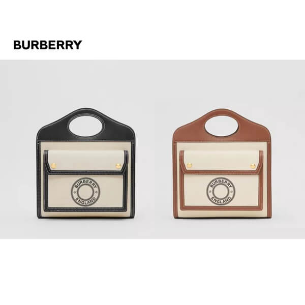 Burberry バーバリー ポケットバッグ コピー ミニロゴグラフィックキャンバス＆レザー 80280581