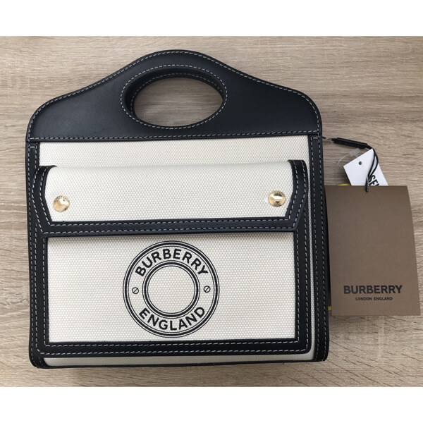 Burberry バーバリー ポケットバッグ コピー ミニロゴグラフィックキャンバス＆レザー 80280581